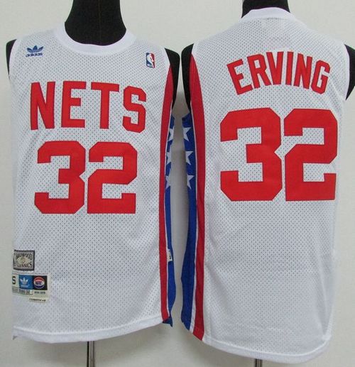 Men Brooklyn Nets #32 Julius Erving White ABA Retro Swingman Throwback Stitched NBA Jersey